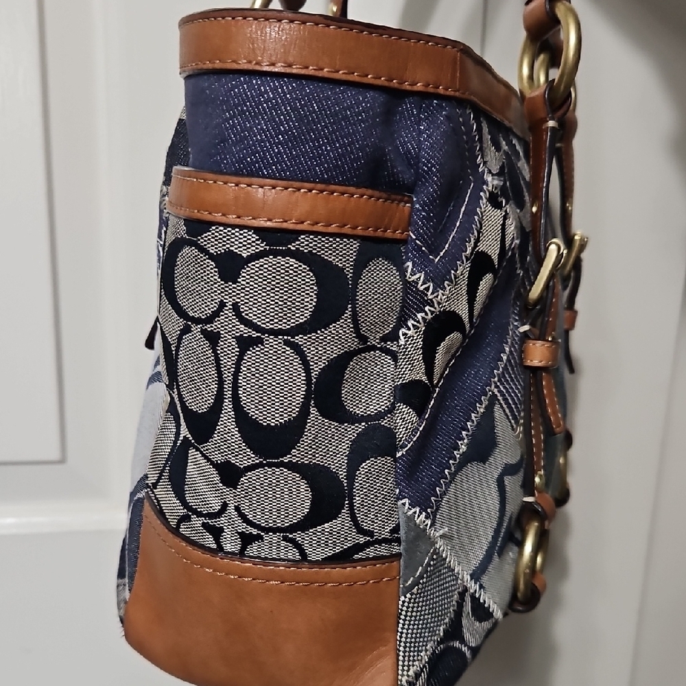 Coach EUC Denim Patchwork Tote - image 9